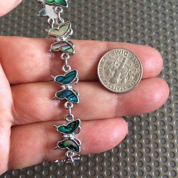 🖤New Abalone shell butterfly 🦋 charms 8.25” bracelet - Picture 10 of 11
